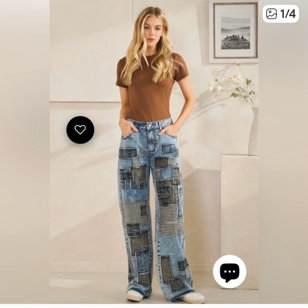Oli & Hali Patchwork Jeans in Blue and Gray